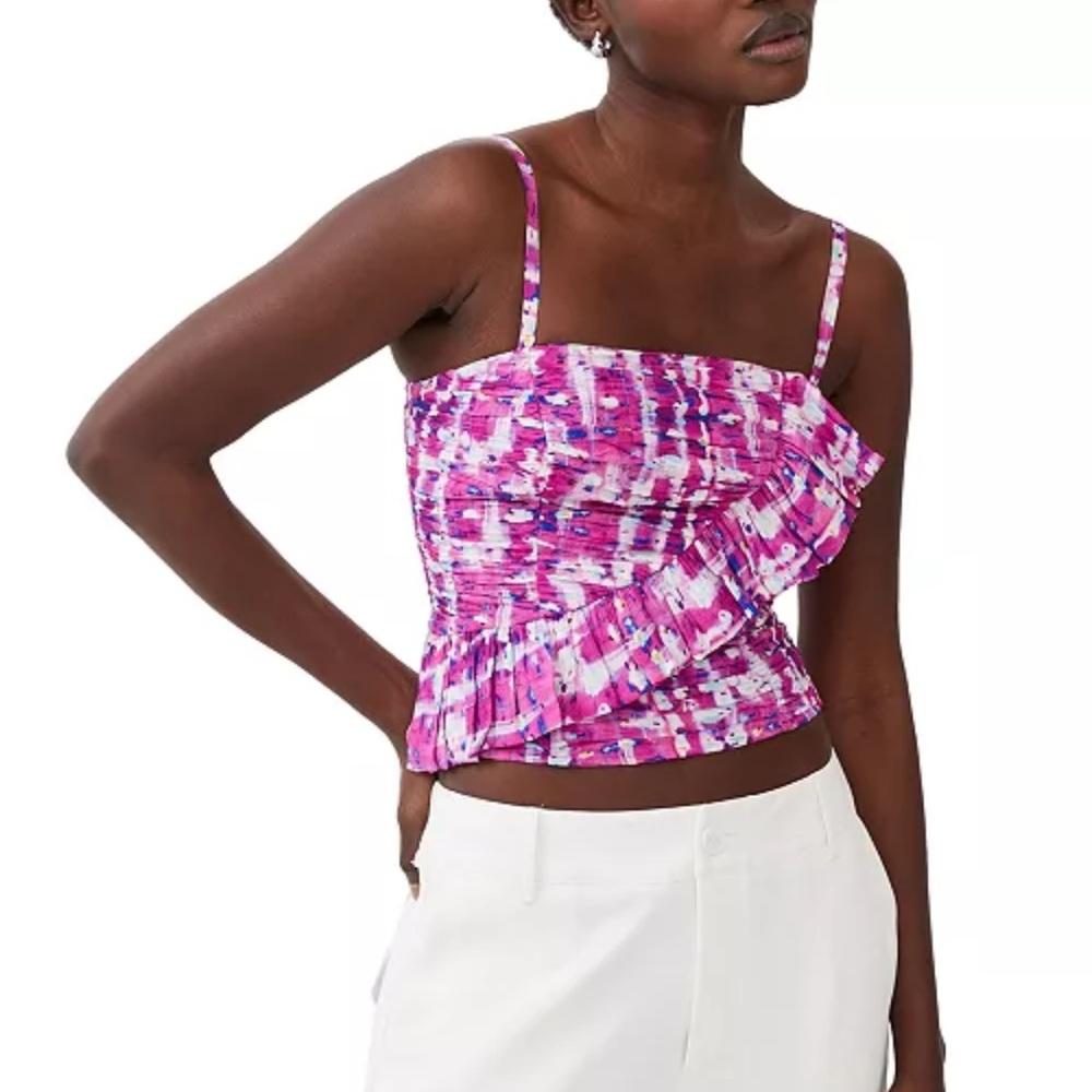 French Connection Aria Faris Ruffle Trim Top New With Tags Size US 6 Pink Small - Picture 3 of 12